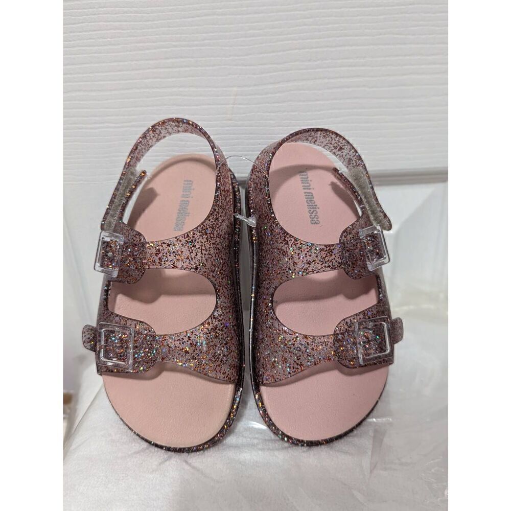 Mini Melissa Glitter Buckle Strap Sandal Size 2